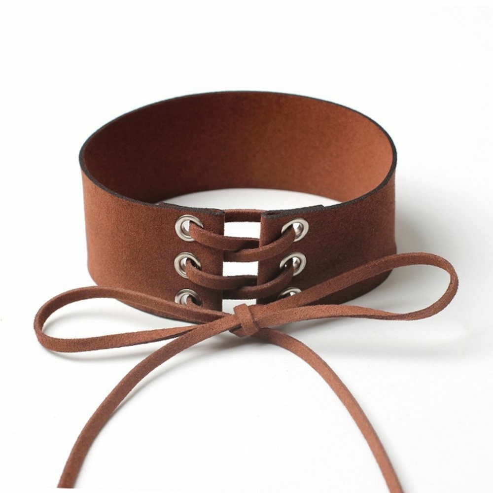 TIE UP CHOKER Brown Choker - Picture 2 of 5